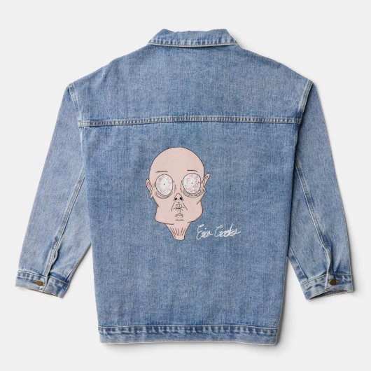 Funny scared cartoon face jeansjacke (Rückseite)
