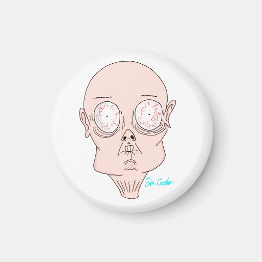 Funny scared cartoon face magnet (Vorne)