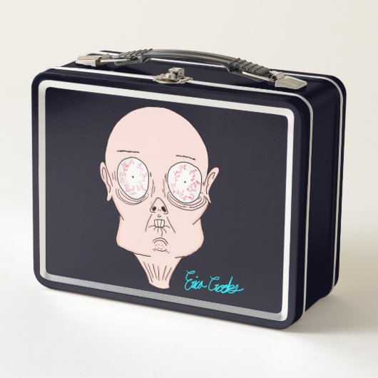 Funny scared cartoon face metall brotdose (Vorderseite)