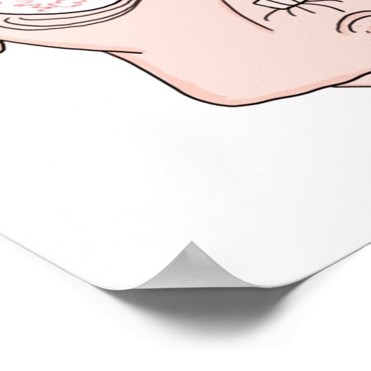 Funny scared cartoon face poster (Ecke)