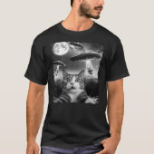 Funny Scared Cat Selfie with Alien UFOs Gift Men W T-Shirt (Vorderseite)