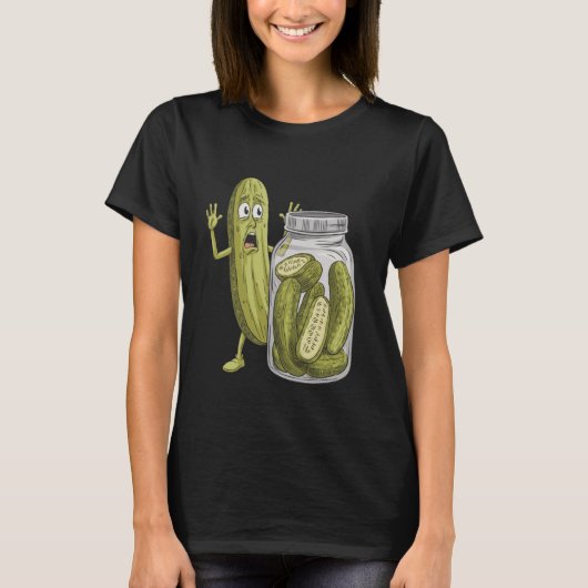 Funny Scared Pickle Cartoon Überraschend Pickle Cu T-Shirt (Vorderseite)