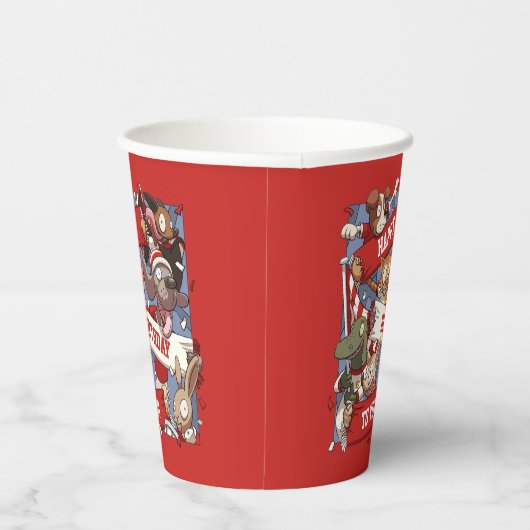 Funny Scarf Waving Animal Cartoon Sports Fans Pappbecher (Rechts)