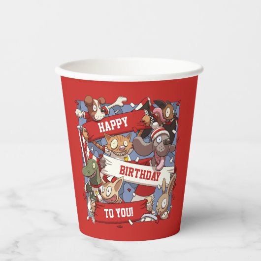 Funny Scarf Waving Animal Cartoon Sports Fans Pappbecher (Vorderseite)