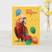 Funny Scarlet Macaw Parrot Birthday Karte (Gelbe Blume)