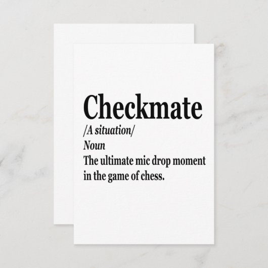 Funny Schach Checkmate Definition Schach Lover Dankeskarte (Vorne/Hinten)