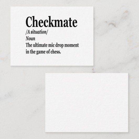 Funny Schach Checkmate Definition Schach Lover Mitteilungskarte (Vorne/Hinten)