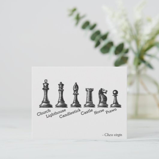 Funny Schach Jungfrau Postkarte (Stehend Vorderseite)