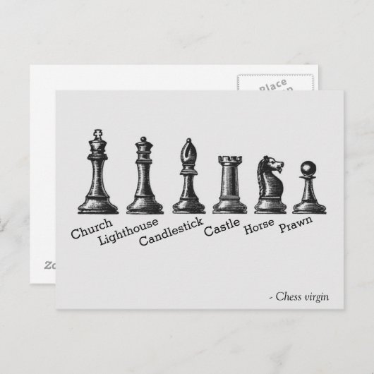 Funny Schach Jungfrau Postkarte (Vorne/Hinten)