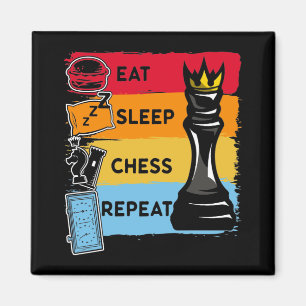 Funny Schach King isst Schlaf Schach wiederholen Magnet