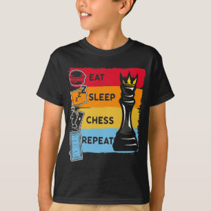 Funny Schach King isst Schlaf Schach wiederholen T-Shirt