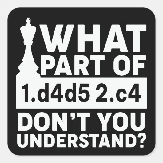 Funny Schach Move Black and White Quadratischer Aufkleber (Vorderseite)