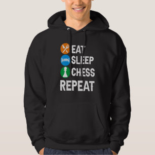 Funny Schach Player Pieces Lover Fun Eat Sleep Che Hoodie