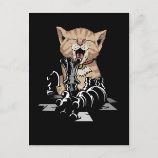 Funny Schach und Cat Lover Schachbrett Postkarte