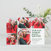 Funny Schau uns 5 Foto Collage Weihnachten | Grün (Stehend Vorderseite)