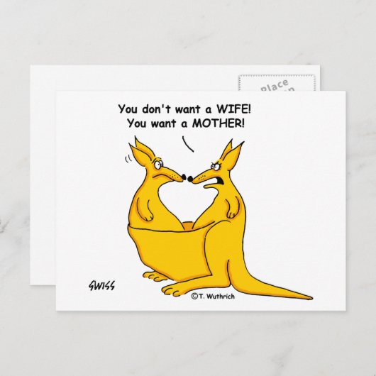 Funny Scheidung Ankündigung Kangaroo Cartoon (Vorne/Hinten)