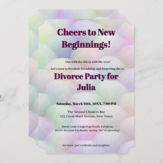 Funny Scheidung Freiheit jubelt nach Neuanfang Einladung (Vorne/Hinten)