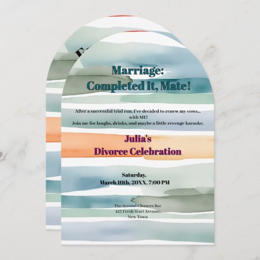 Funny Scheidung Freiheit jubelt nach Neuanfang Einladung (Vorne/Hinten)