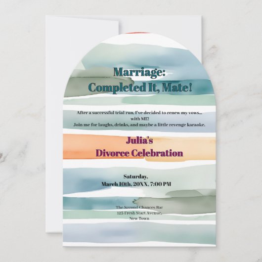 Funny Scheidung Freiheit jubelt nach Neuanfang Einladung (Vorderseite)