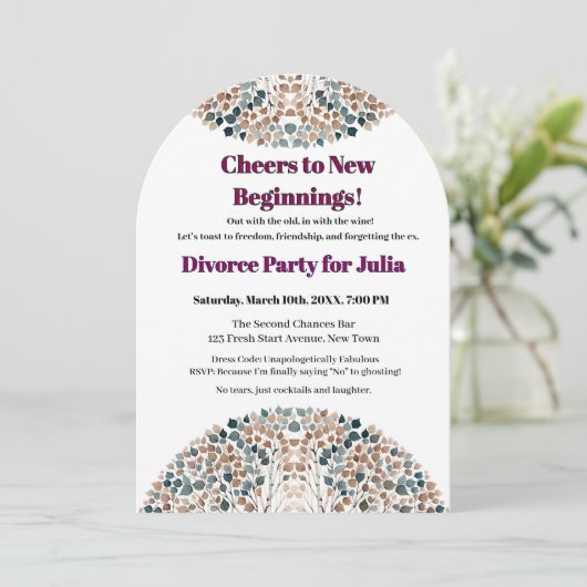 Funny Scheidung Freiheit jubelt nach Neuanfang Einladung (Stehend Vorderseite)