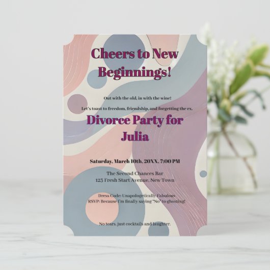 Funny Scheidung Freiheit jubelt nach Neuanfang Einladung (Stehend Vorderseite)