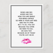 Funny Scheidung Rose sind rotes Gedicht Postkarte (Vorderseite)
