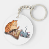 Funny Schlüsselanhänger Cat and Mouse Playing Scha (Rückseite)