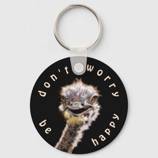 Funny Schlüsselanhänger mit Happy Ostrich - Anpass (Vorderseite)