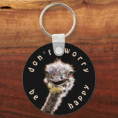 Funny Schlüsselanhänger mit Happy Ostrich - Anpass (Vorderseite)