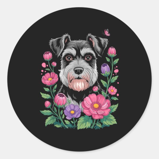 Funny Schnauzer Art For Women Schnauzer Dog Lover  Runder Aufkleber (Vorderseite)