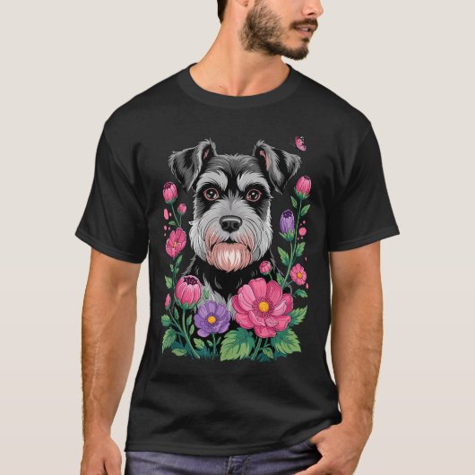 Funny Schnauzer Art For Women Schnauzer Dog Lover T-Shirt (Vorderseite)