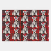Funny Schnauzer Christmas Dog Holiday Plaid Geschenkpapier Set (Vorderseite)