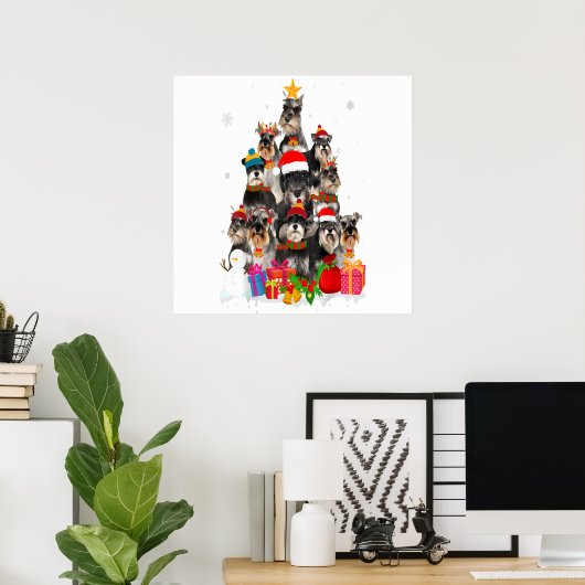 Funny Schnauzer Christmas Tree Pet DOG Lover Gift Poster (Heimbüro)
