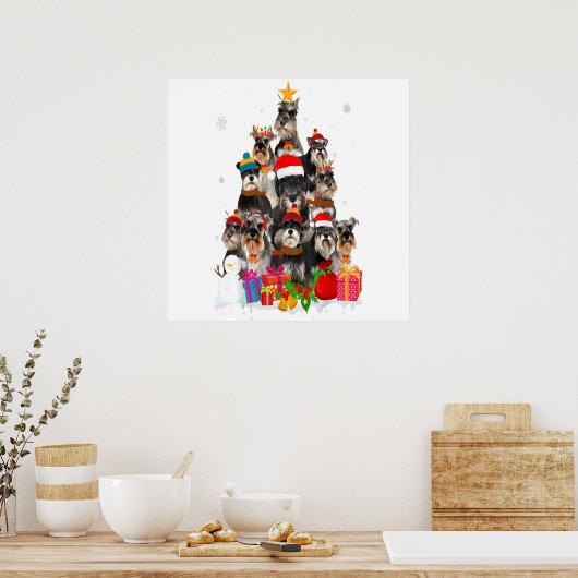 Funny Schnauzer Christmas Tree Pet DOG Lover Gift Poster (Küche)