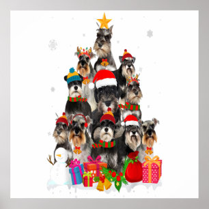 Funny Schnauzer Christmas Tree Pet DOG Lover Gift Poster