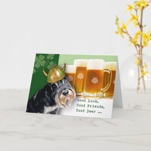 Funny Schnauzer Custom St. Patrick's Day Karte (Gelbe Blume)