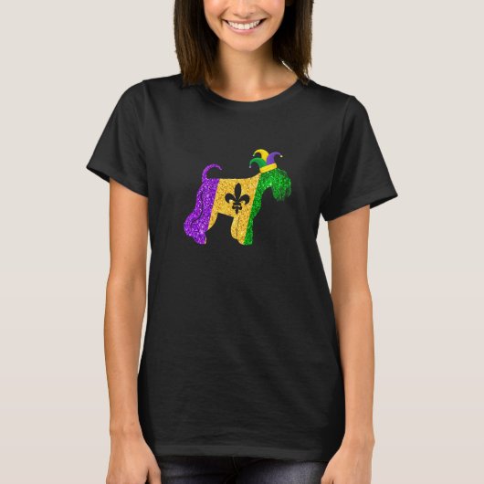 Funny Schnauzer Dog Lover Cute Mardi Gras Carnival T-Shirt (Vorderseite)