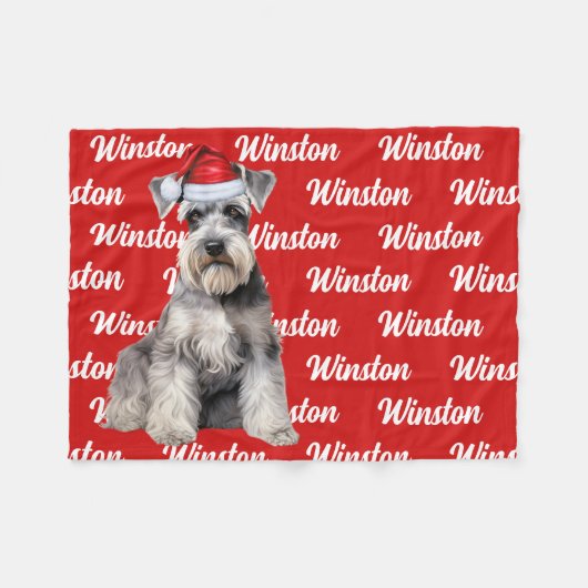 Funny Schnauzer Dog Name Patterned Christmas Fleecedecke (Vorderseite (Horizontal))