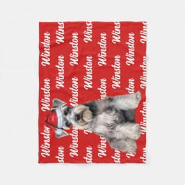 Funny Schnauzer Dog Name Patterned Christmas Fleecedecke