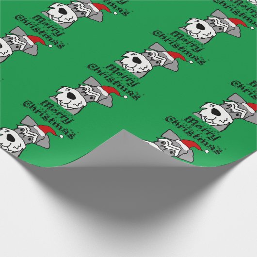 Funny Schnauzer Hund Frohe Weihnachten Geschenkpapier (Ecke)
