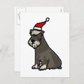 Funny Schnauzer in Christmas Hat Feiertagspostkarte (Vorne/Hinten)