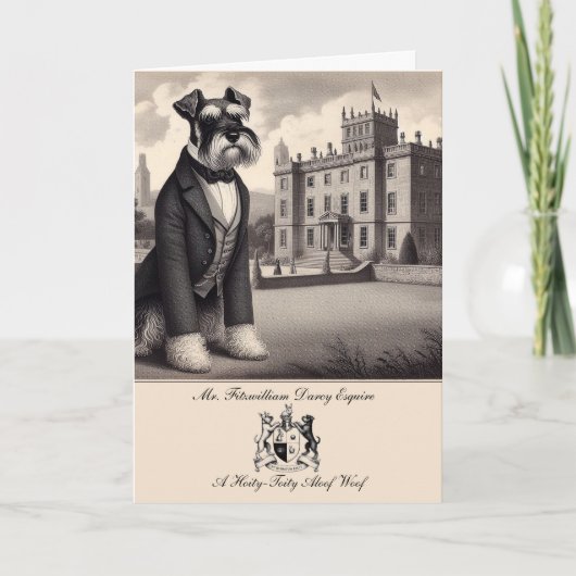 Funny Schnauzer Jane Austen Greetings Card Karte (Vorderseite)