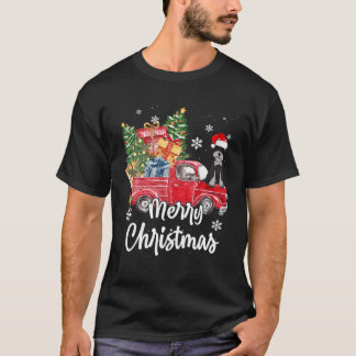 Funny Schnauzer Ride Red Truck Merry Christmas Paj T-Shirt
