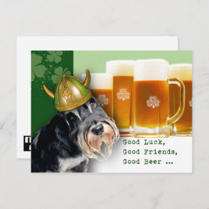 Funny Schnauzer und Beer St. Patrick's Day Postkarte