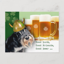 Funny Schnauzer und Beer St. Patrick's Day Postkarte