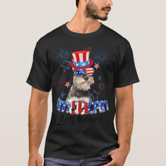 Funny Schnauzer Wearing Sungasse USA Flag 4th Of T-Shirt