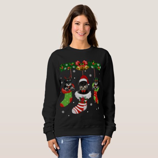Funny Schnauzer Weihnachtsbaumsocken Dog Lover Xma Sweatshirt (Vorne ganz)