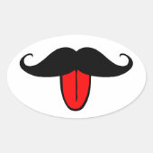 Funny Schnurrbart Ovaler Aufkleber (Vorderseite)