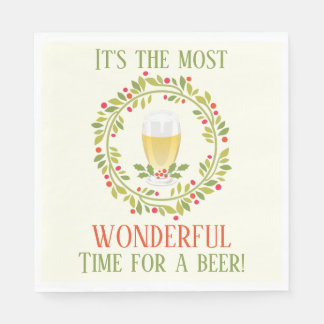 Funny schönste Zeit für ein Bier Weihnachten Serviette