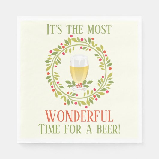 Funny schönste Zeit für ein Bier Weihnachten Serviette (Vorderseite)